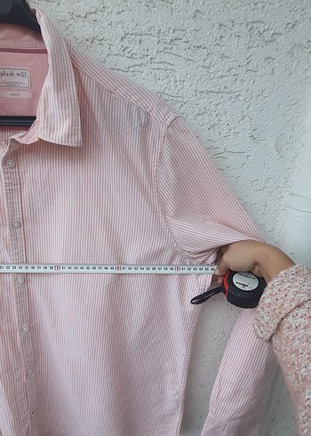 Pembe Pamuklu Uzun Kollu Erkek Gömlek - Görsel 6