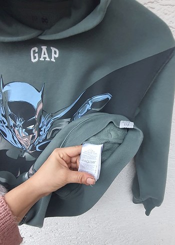 Gri GAP Batman Baskılı Kapüşonlu Sweatshirt - Görsel 8