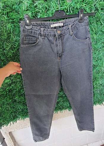 m Beden gri Renk Gri Tie-Dye Düğmeli Kadın Denim Pantolon