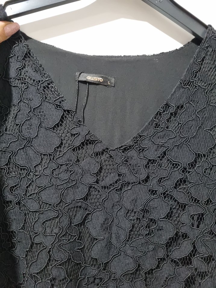 Dantel Detaylı Siyah Midi Elbise - Görsel 2