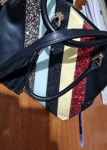 Çok Renkli Deri Kadın Çanta - Görsel 5