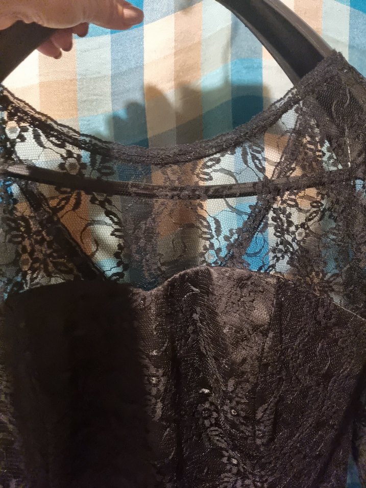 Siyah Dantel Uzun Kollu  Abiye Elbise - Görsel 5