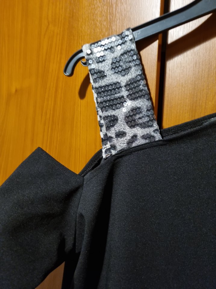 Drapeli Siyah Mini Elbise - Görsel 4