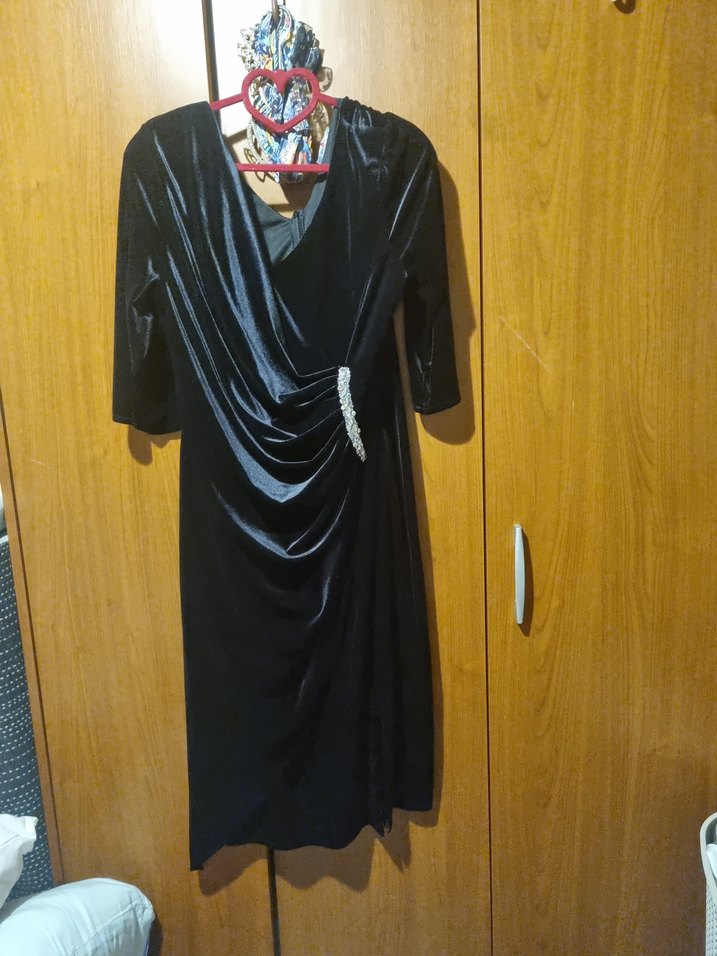 Siyah Drapeli kısa Kadın Gece Elbisesi - Görsel 2