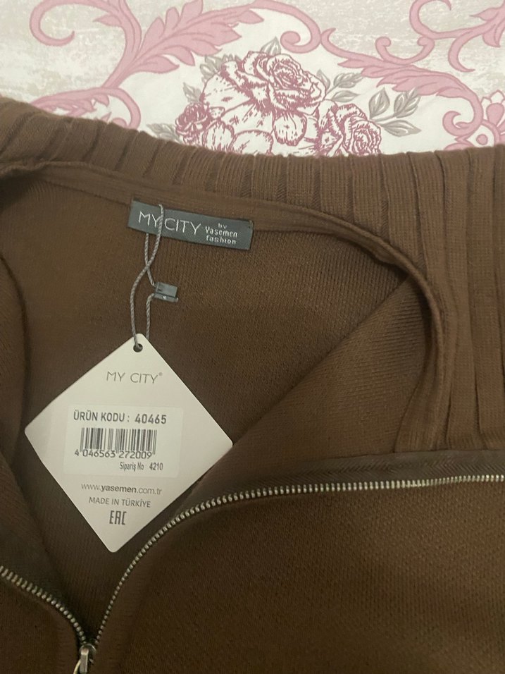 Kadın Kahverengi Fermuarlı Triko Kazak - Görsel 3