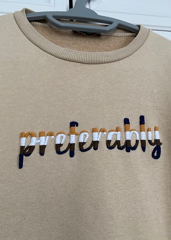 Bej Uzun Kollu Kadın Sweatshirt - Görsel 3