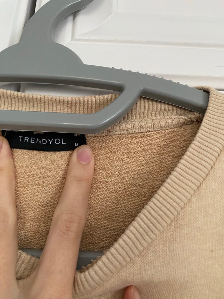 Bej Uzun Kollu Kadın Sweatshirt - Görsel 4