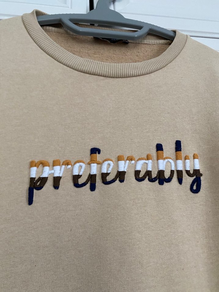 Bej Uzun Kollu Kadın Sweatshirt - Görsel 3