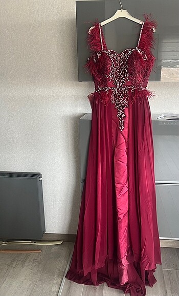 38 Beden Özel Tasarım bordo abiye