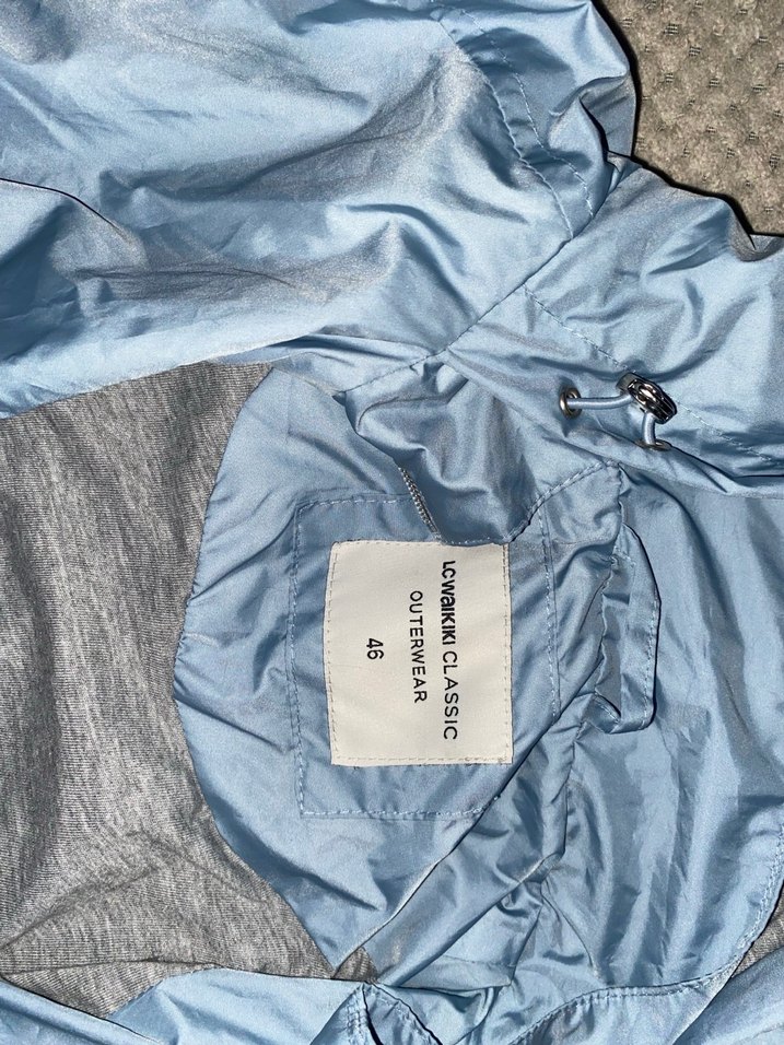 unisex Mavi Kapüşonlu Yağmurluk - Görsel 2