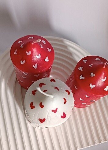 Kalpli el boyaması 3 lu Mum Seti  - Görsel 2