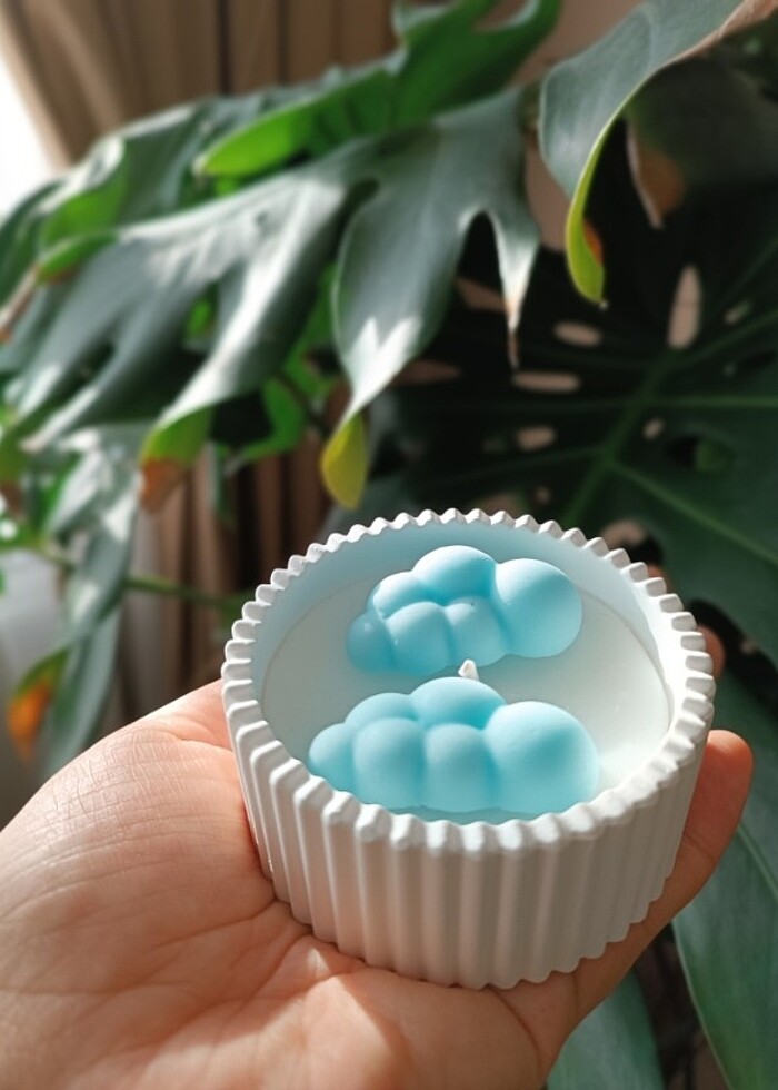 Bulut desenli Soya Mum - Görsel 2