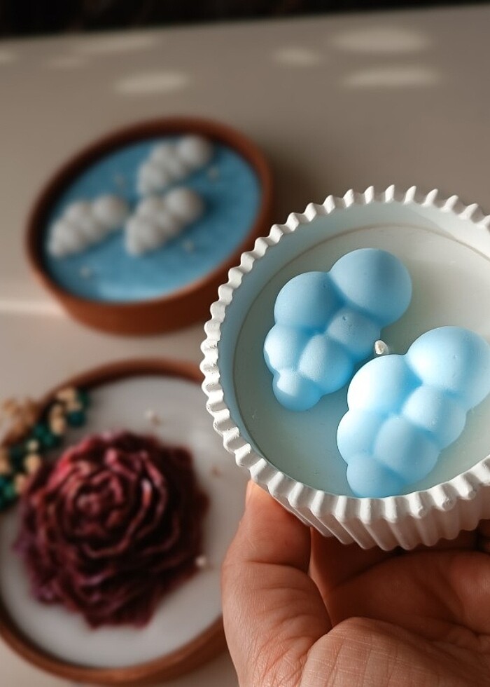 Bulut desenli Soya Mum - Görsel 3