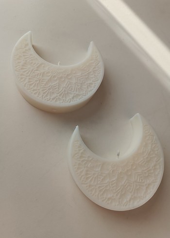 Ay şeklinde beyaz dekoratif mum - Görsel 3