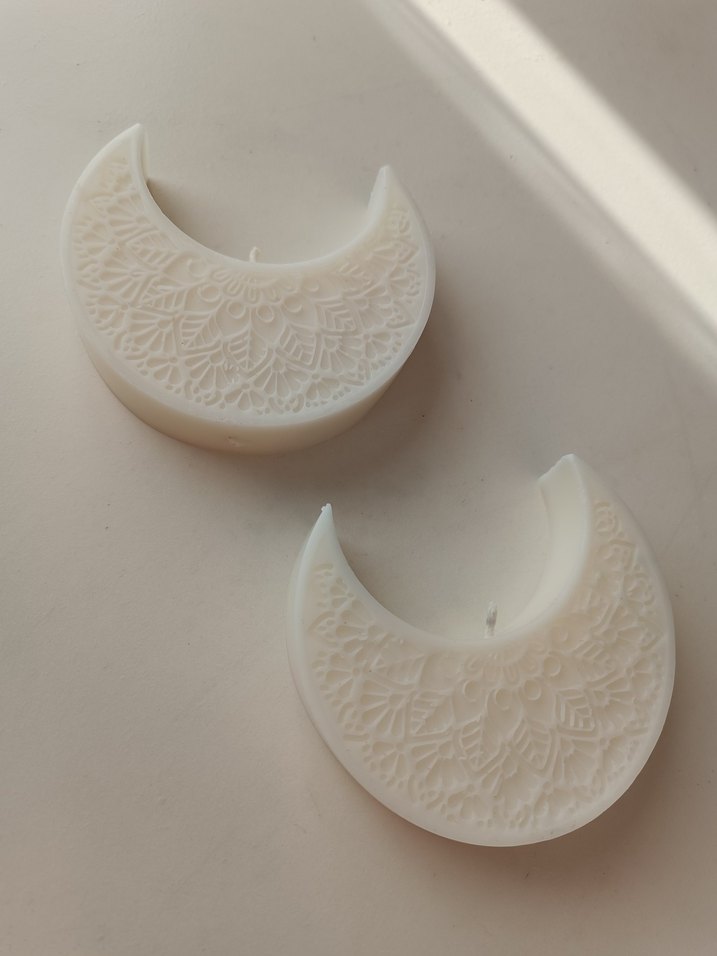 Ay şeklinde beyaz dekoratif mum - Görsel 3