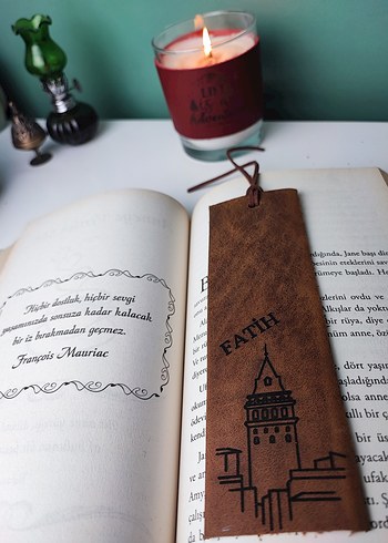 Galata Kulesi Temalı Deri Kitap Ayracı Hakiki Deri - Görsel 8
