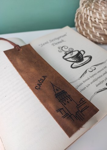 Galata Kulesi Temalı Deri Kitap Ayracı Hakiki Deri - Görsel 2