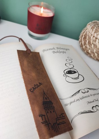 Galata Kulesi Temalı Deri Kitap Ayracı Hakiki Deri - Görsel 3