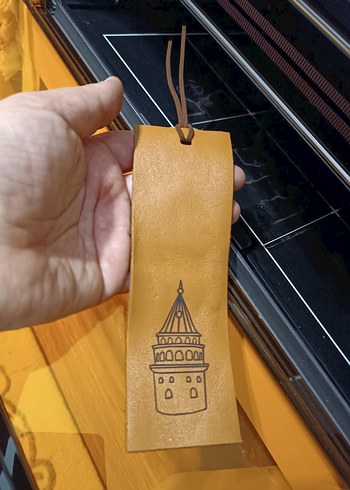 Galata Kulesi Desenli Hakiki Deri Kitap Ayracı - Görsel 2