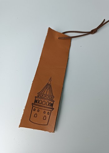 Galata Kulesi Desenli Hakiki Deri Kitap Ayracı - Görsel 4