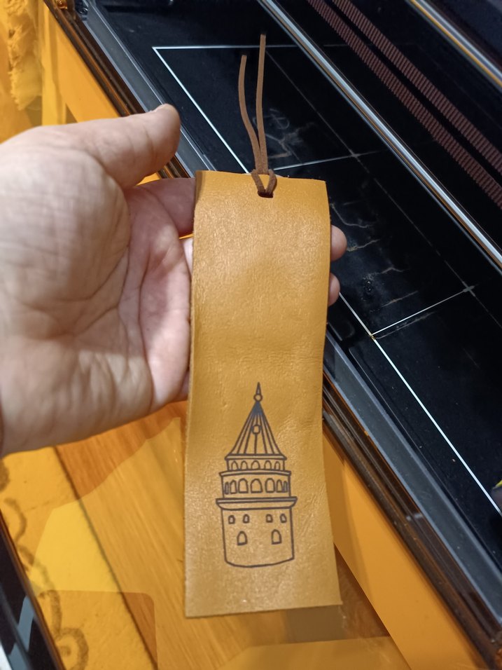 Galata Kulesi Desenli Hakiki Deri Kitap Ayracı - Görsel 2