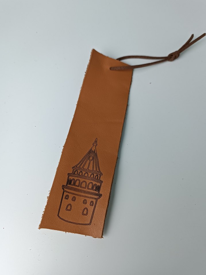 Galata Kulesi Desenli Hakiki Deri Kitap Ayracı - Görsel 4