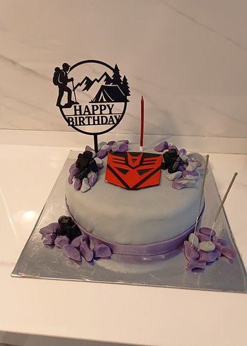 Kara Doğa Temalı Happy Birthday Pasta Süsü - Görsel 5