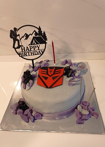 Kara Doğa Temalı Happy Birthday Pasta Süsü - Görsel 4