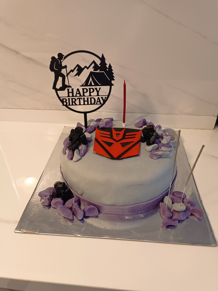 Kara Doğa Temalı Happy Birthday Pasta Süsü - Görsel 5