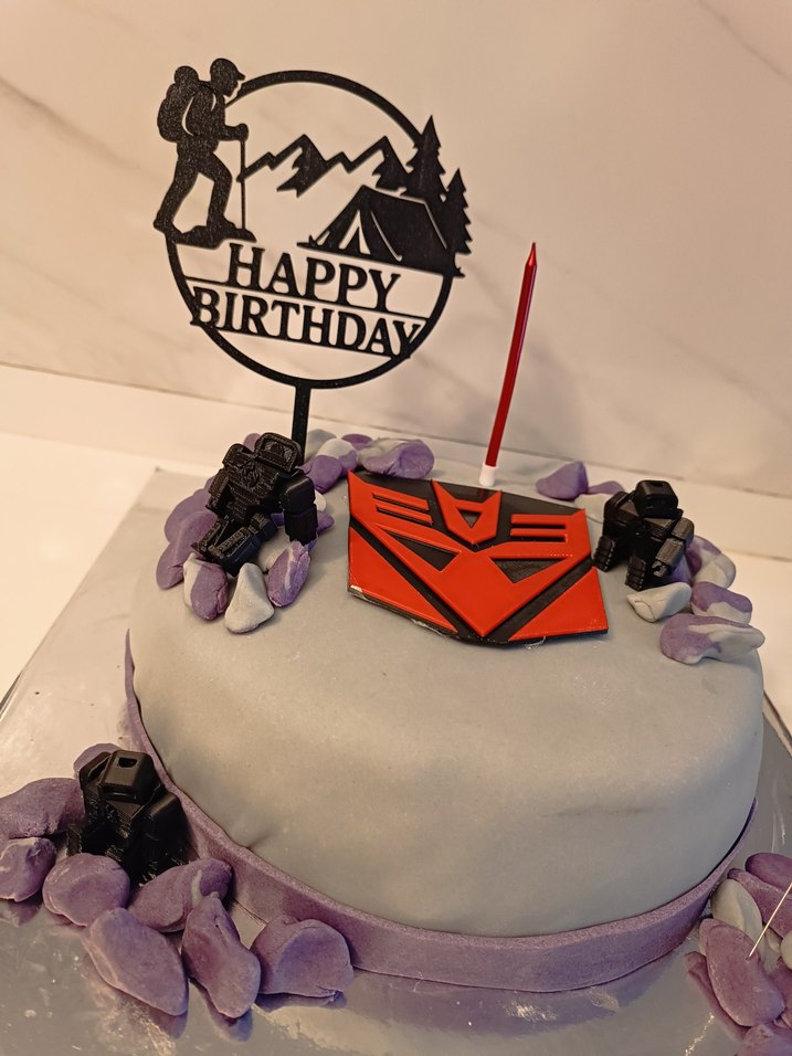 Kara Doğa Temalı Happy Birthday Pasta Süsü - Görsel 3