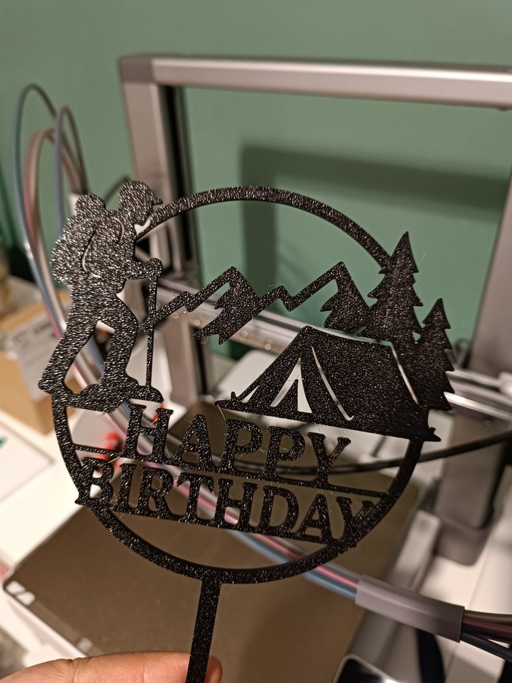 Kara Doğa Temalı Happy Birthday Pasta Süsü - Görsel 2