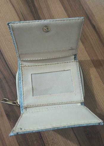 Mavi Kot Kumaş Fermuarlı Kadın Cüzdanı - Görsel 4