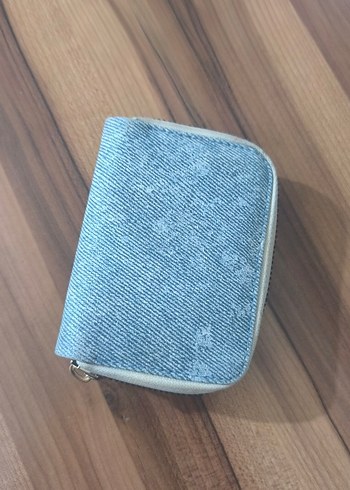 Mavi Kot Kumaş Fermuarlı Kadın Cüzdanı - Görsel 3