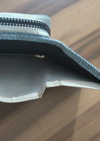 Mavi Kot Kumaş Fermuarlı Kadın Cüzdanı - Görsel 6