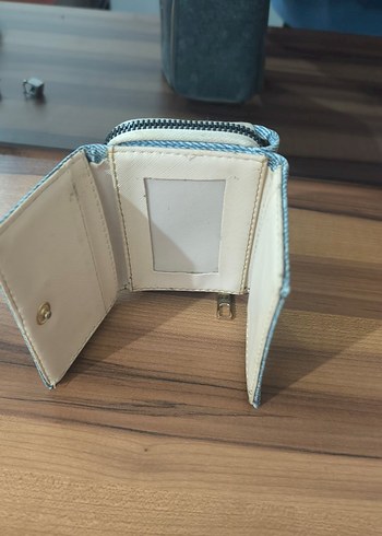 Mavi Kot Kumaş Fermuarlı Kadın Cüzdanı - Görsel 7