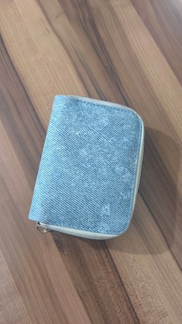 Mavi Kot Kumaş Fermuarlı Kadın Cüzdanı - Görsel 3