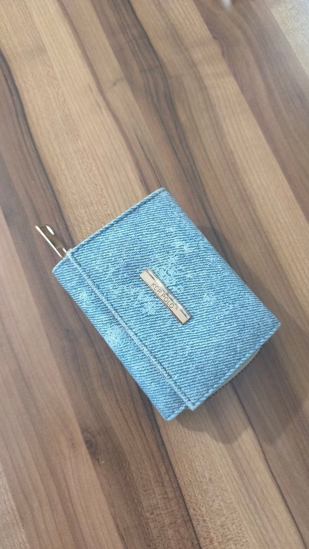 Mavi Kot Kumaş Fermuarlı Kadın Cüzdanı - Görsel 2
