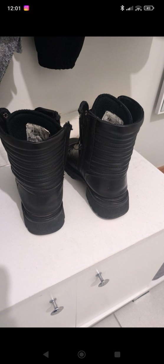 Siyah Deri Kadın Bağcıklı Fermuarlı Bot - Görsel 4