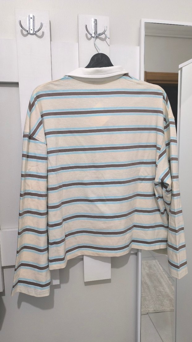 Berskha Çizgili Polo Yaka Tişört Sweat - Görsel 4