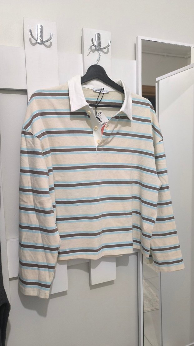 Berskha Çizgili Polo Yaka Tişört Sweat - Görsel 3