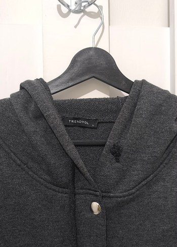 Gri Düğmeli Rahat Kadın Ceket - Görsel 5