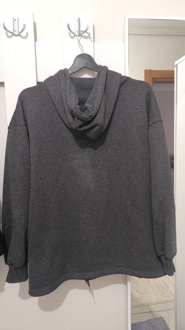 Gri Düğmeli Rahat Kadın Ceket - Görsel 4