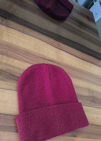 Bordo Kadın Yün Örgü Bere - Görsel 3