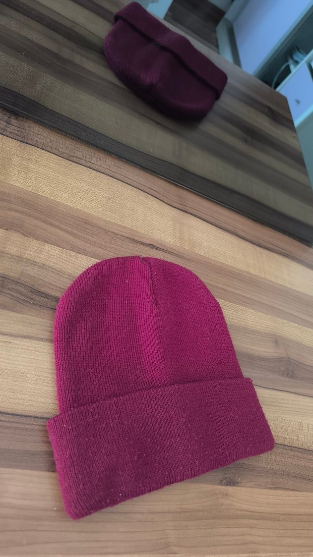 Bordo Kadın Yün Örgü Bere - Görsel 3