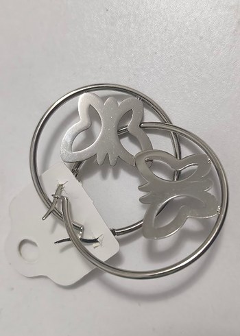 Halka Çelik Kelebek Desenli Stainless Steel Küpe - Görsel 3