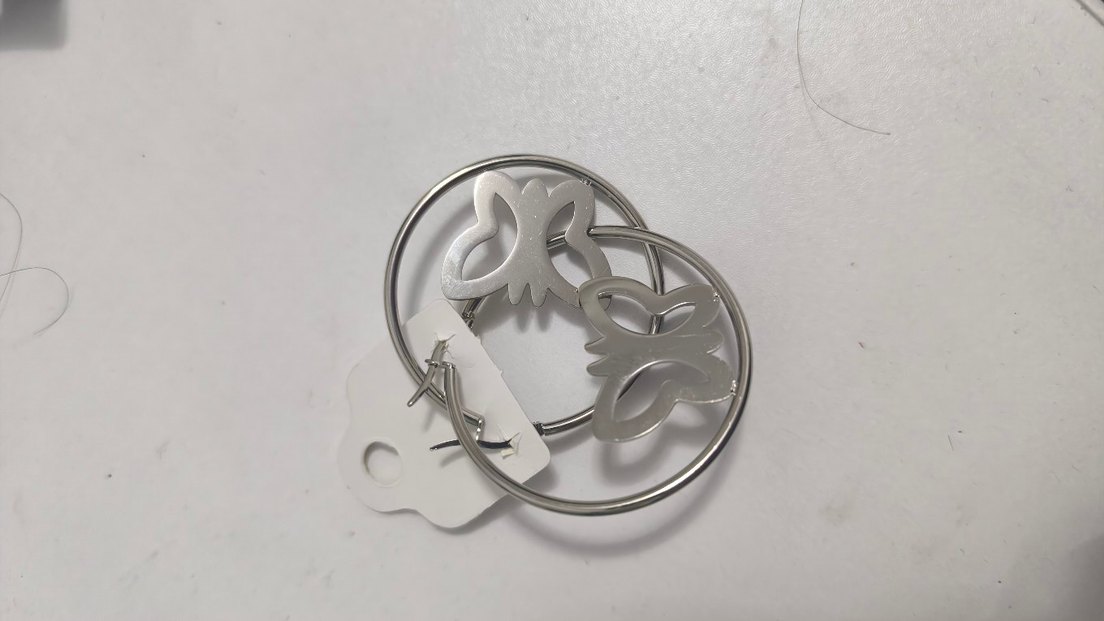 Halka Çelik Kelebek Desenli Stainless Steel Küpe - Görsel 3