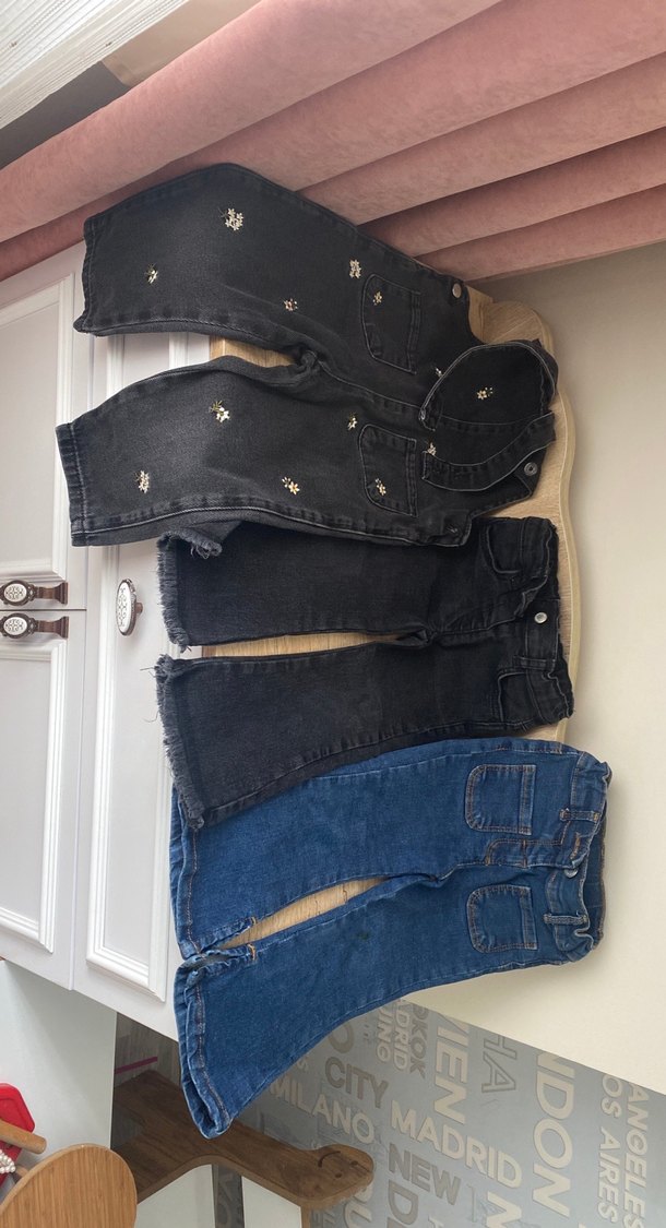 Nakışlı Siyah Kız Kot Tulum - Görsel 2