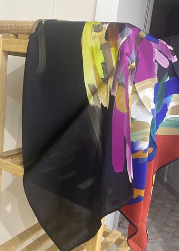 Çok Renkli İpek Kadın eşarp - Görsel 5