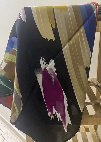 Çok Renkli İpek Kadın eşarp - Görsel 4