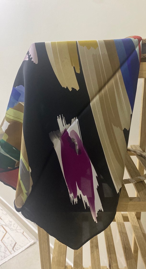 Çok Renkli İpek Kadın eşarp - Görsel 4